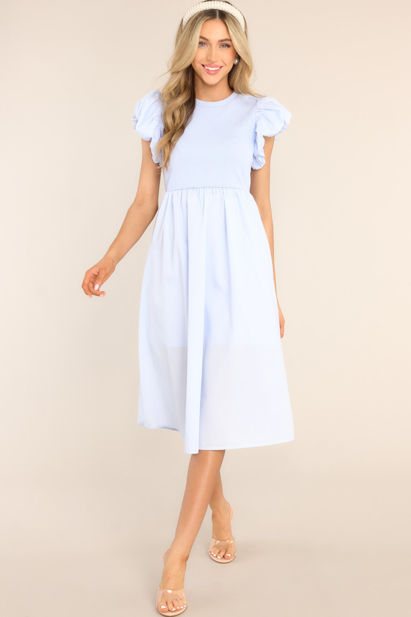 Closet Cornerstone Sky Blue Midi Dress - Red Dress