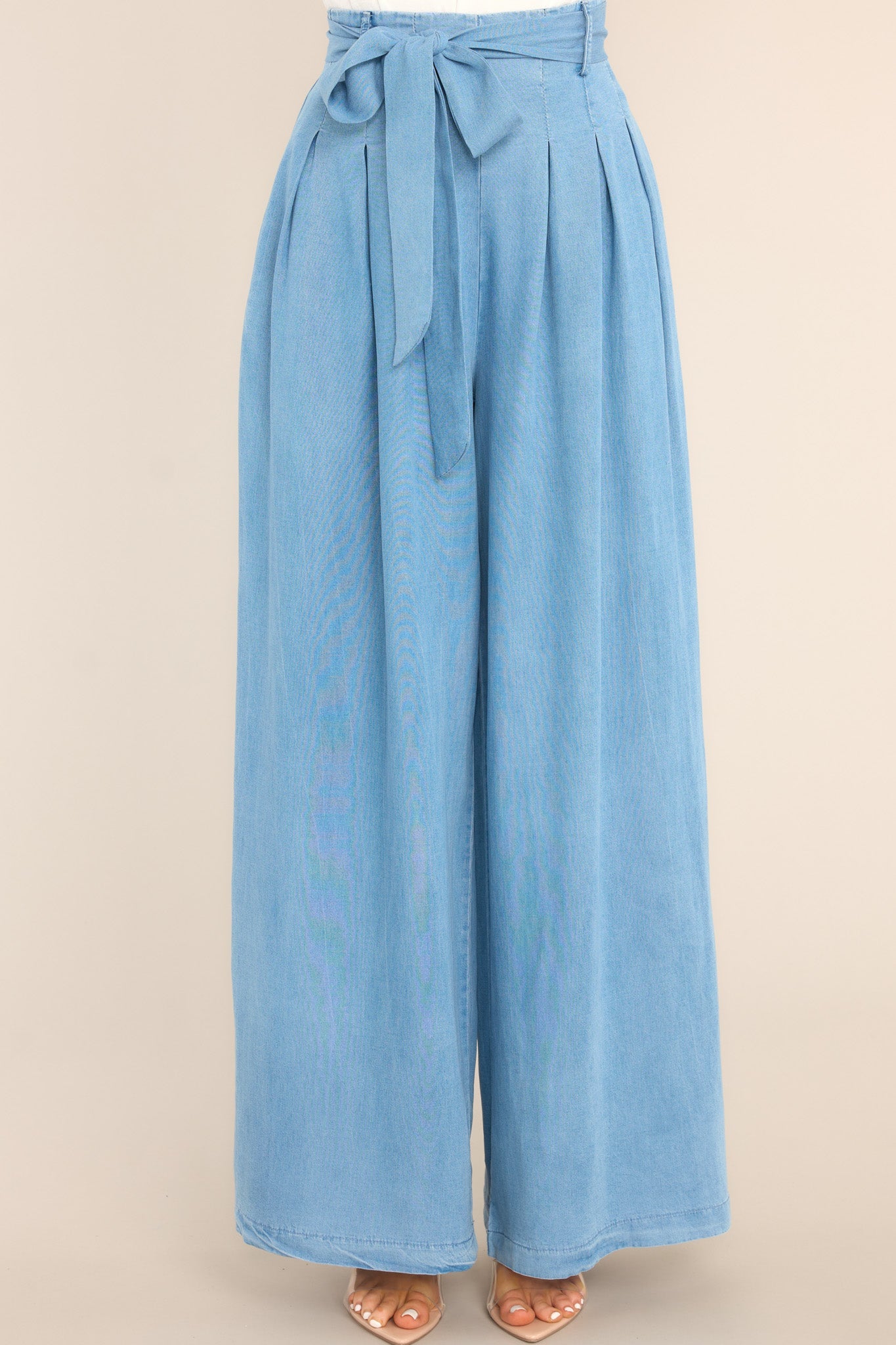 Coastal Couture Chambray Wide Leg Pants - Red Dress