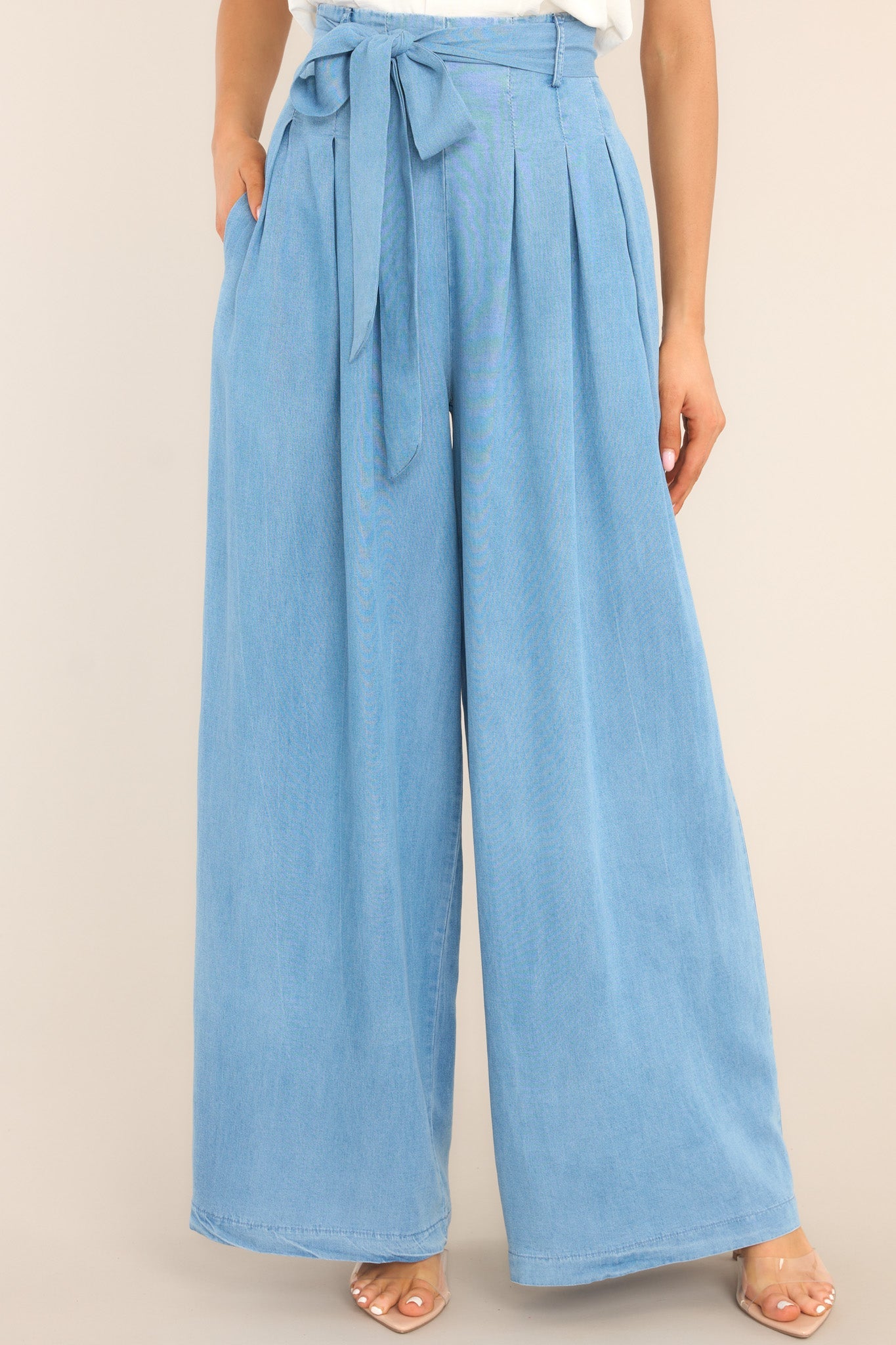 Coastal Couture Chambray Wide Leg Pants - Red Dress