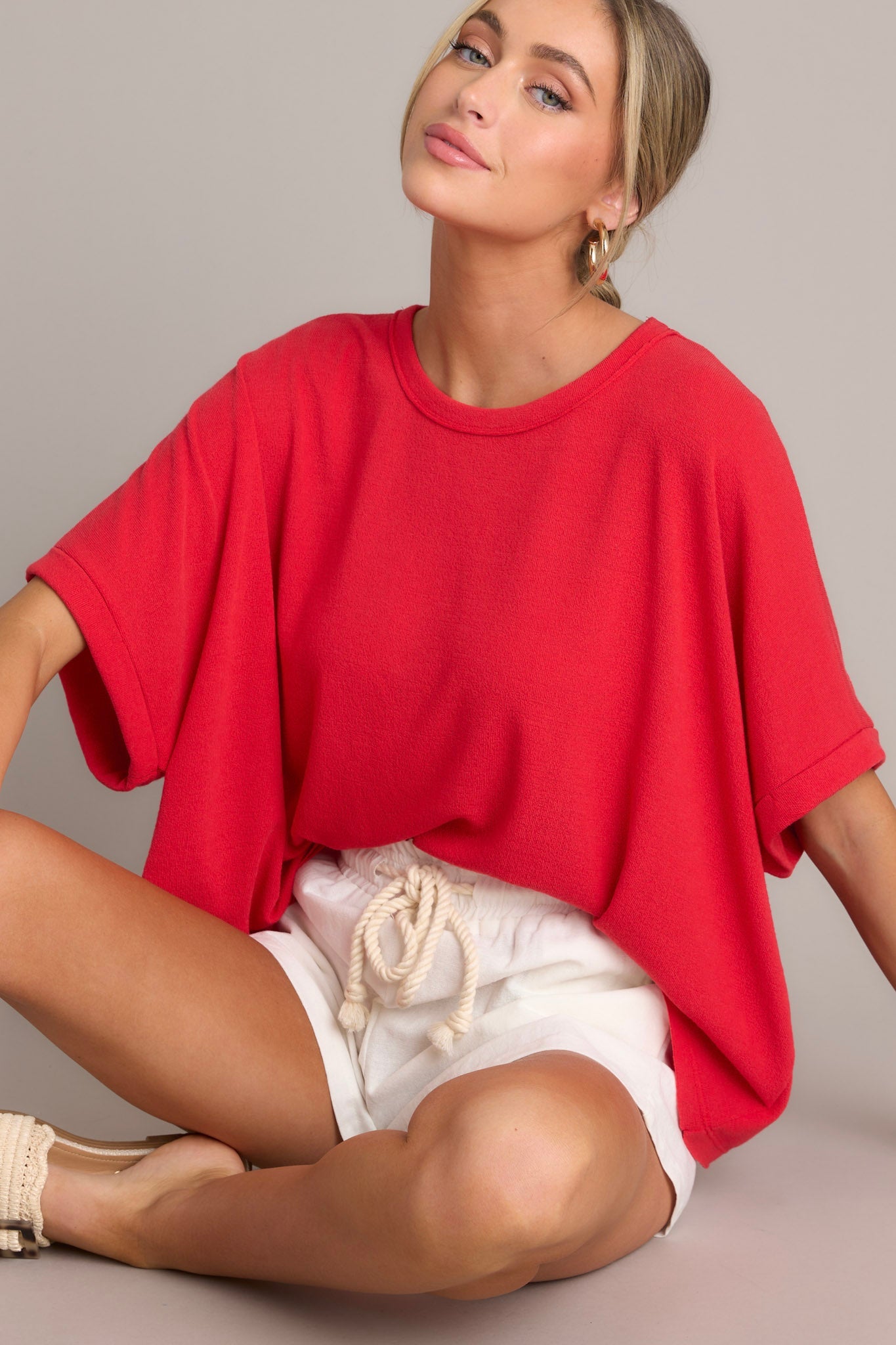 Echoes Of The Heart Tomato Red Dolman Top - Red Dress