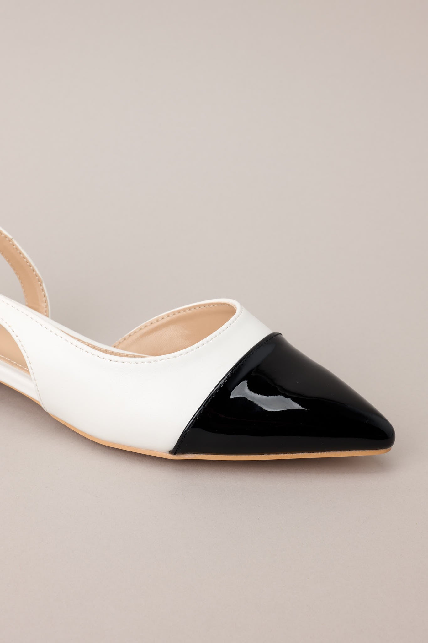 Elegant Equilibrium Black & White Sling Back Flats - Red Dress