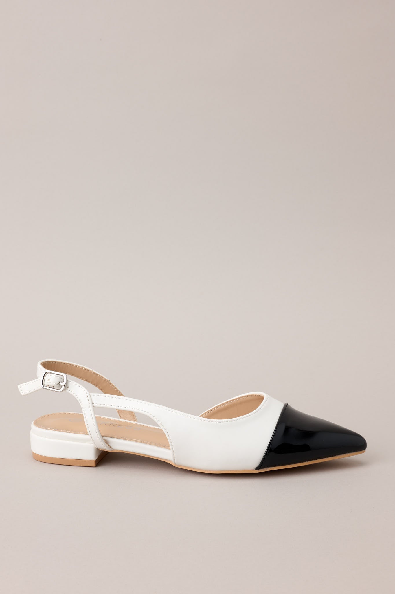 Elegant Equilibrium Black & White Sling Back Flats - Red Dress