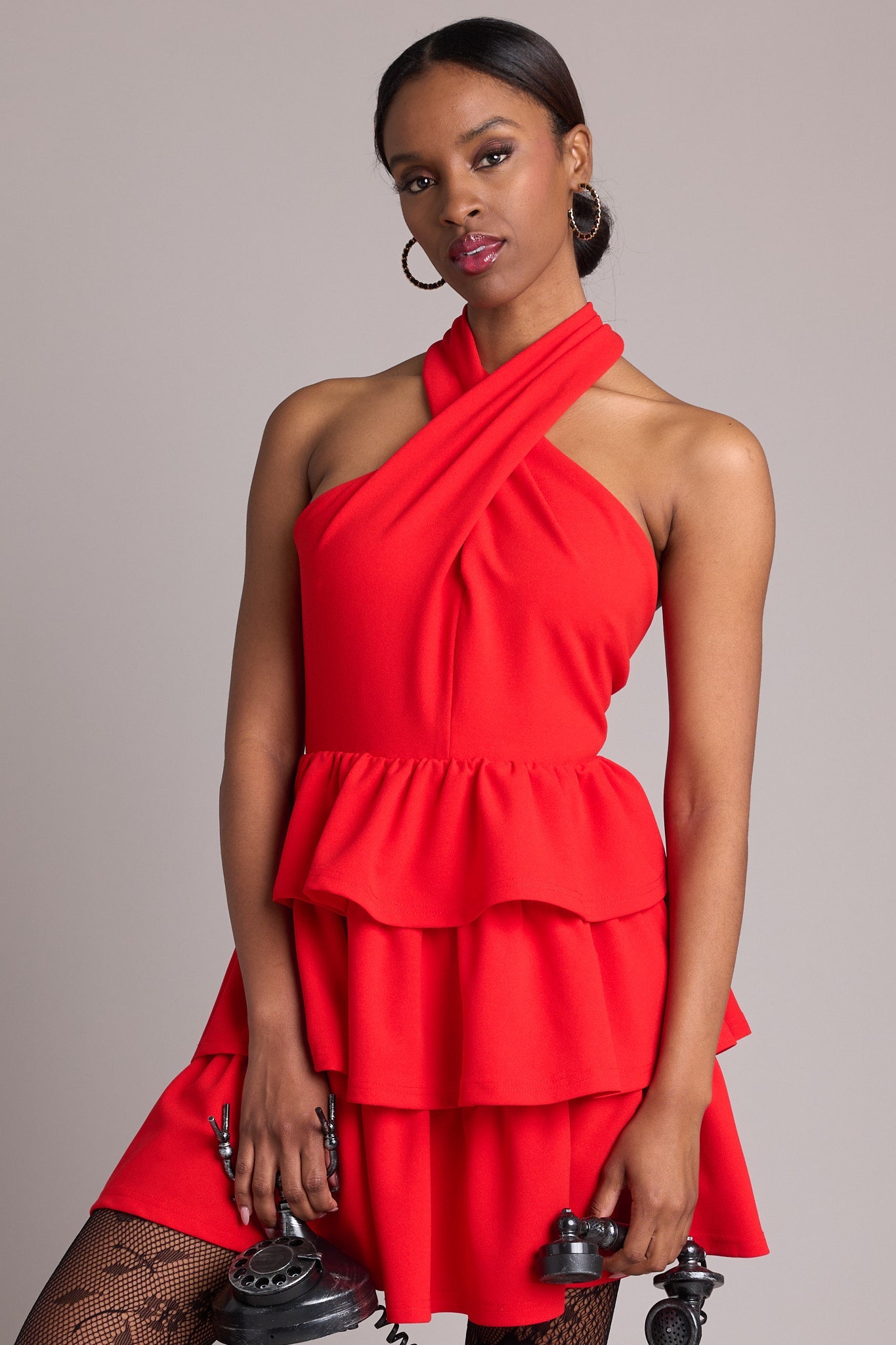 Embracing Change Red Tiered Halter Mini Dress - Red Dress