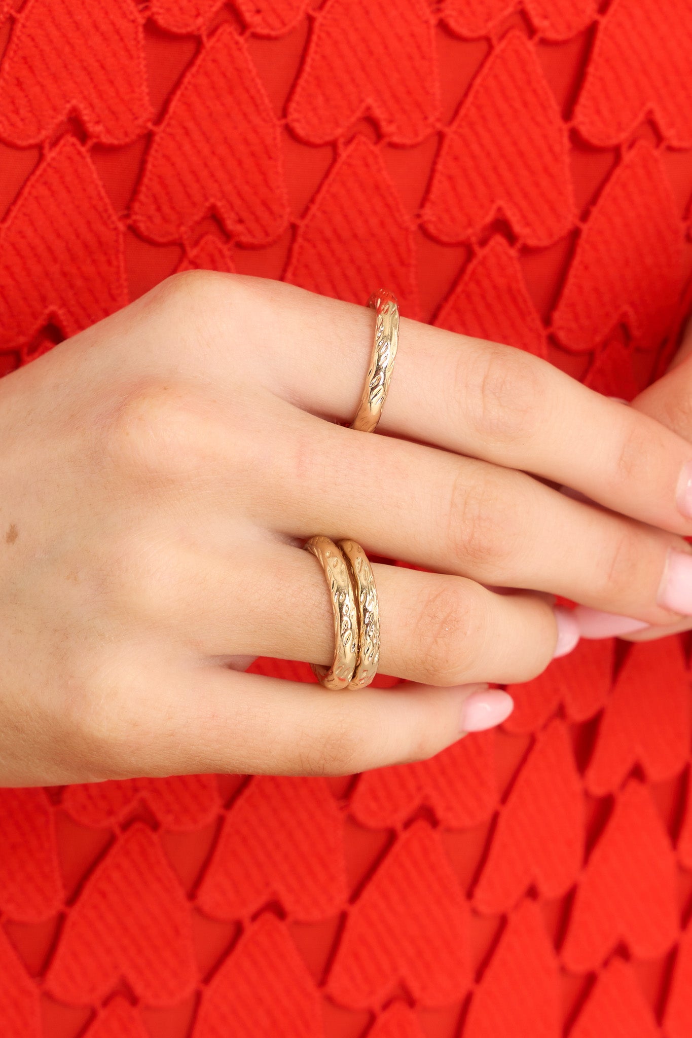 End Game Gold Ring Set - Red Dress