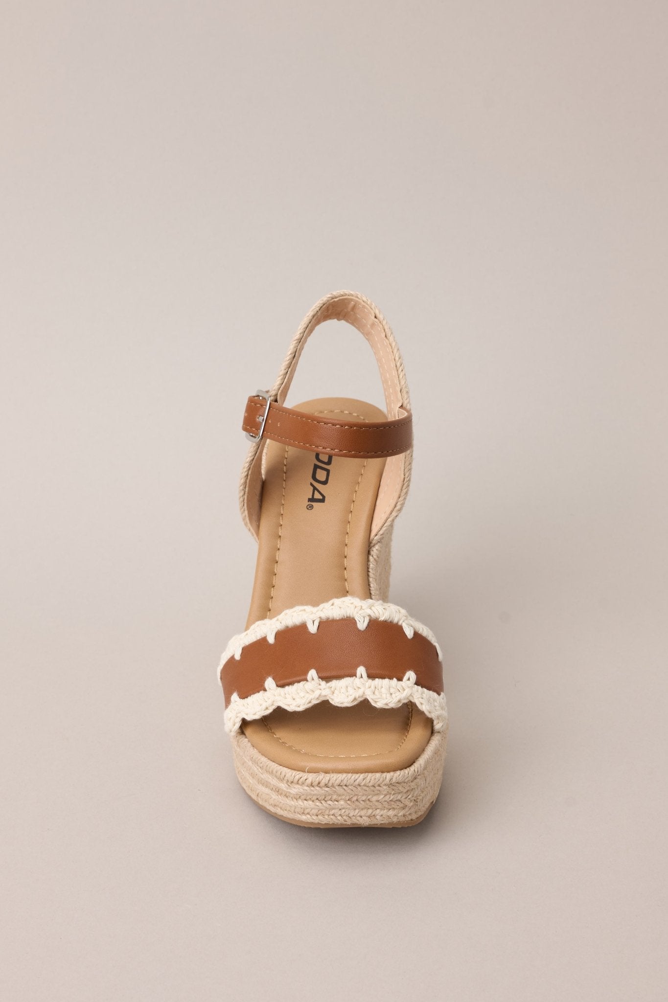 Escape to Sea Tan Scalloped Espadrille Wedge Sandals - Red Dress