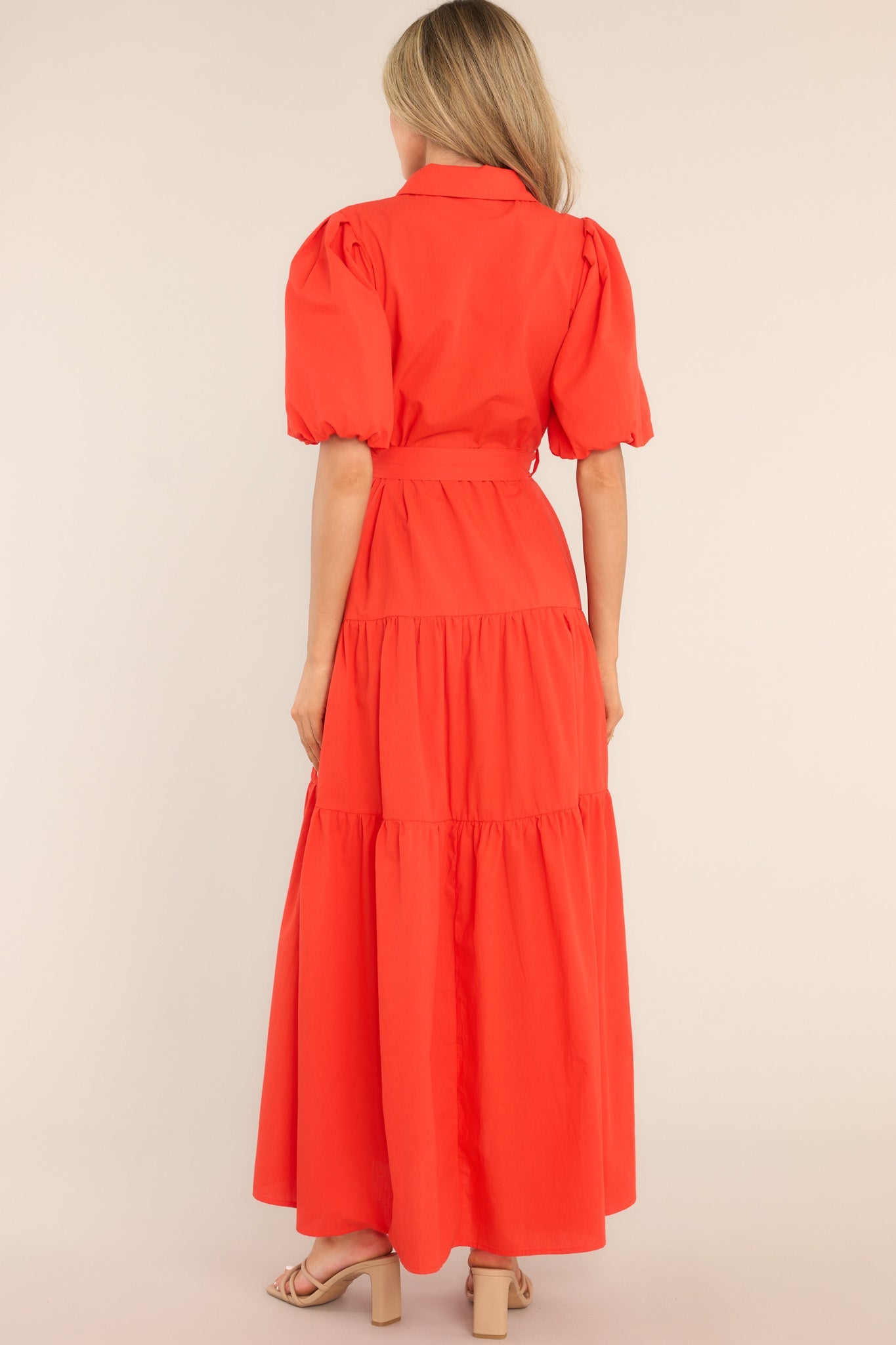 Eternal Flame Red Button Front Maxi Dress - Red Dress