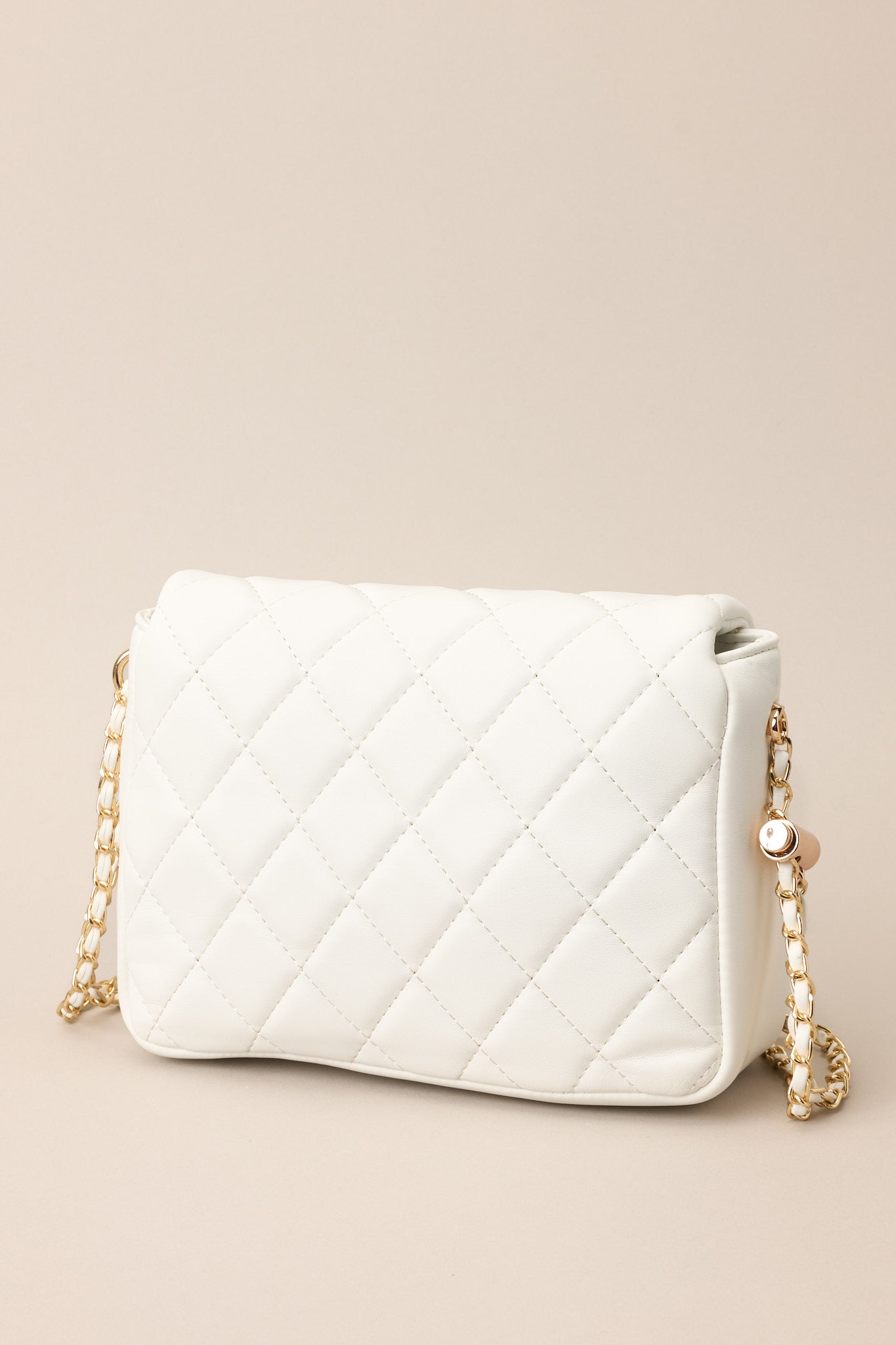 Everyday Pleasures White Quilted Handbag - Red Dress