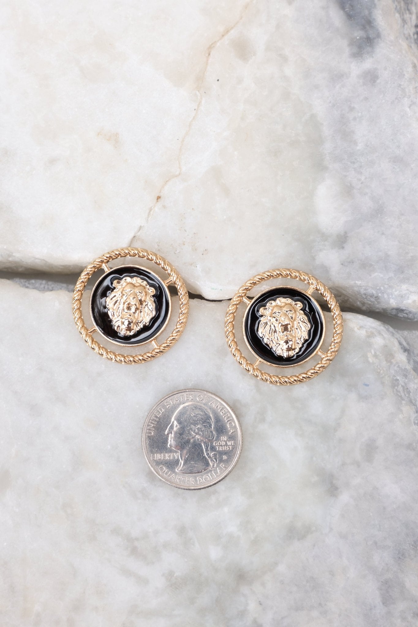 Fiercely Cute Gold Earrings - Red Dress