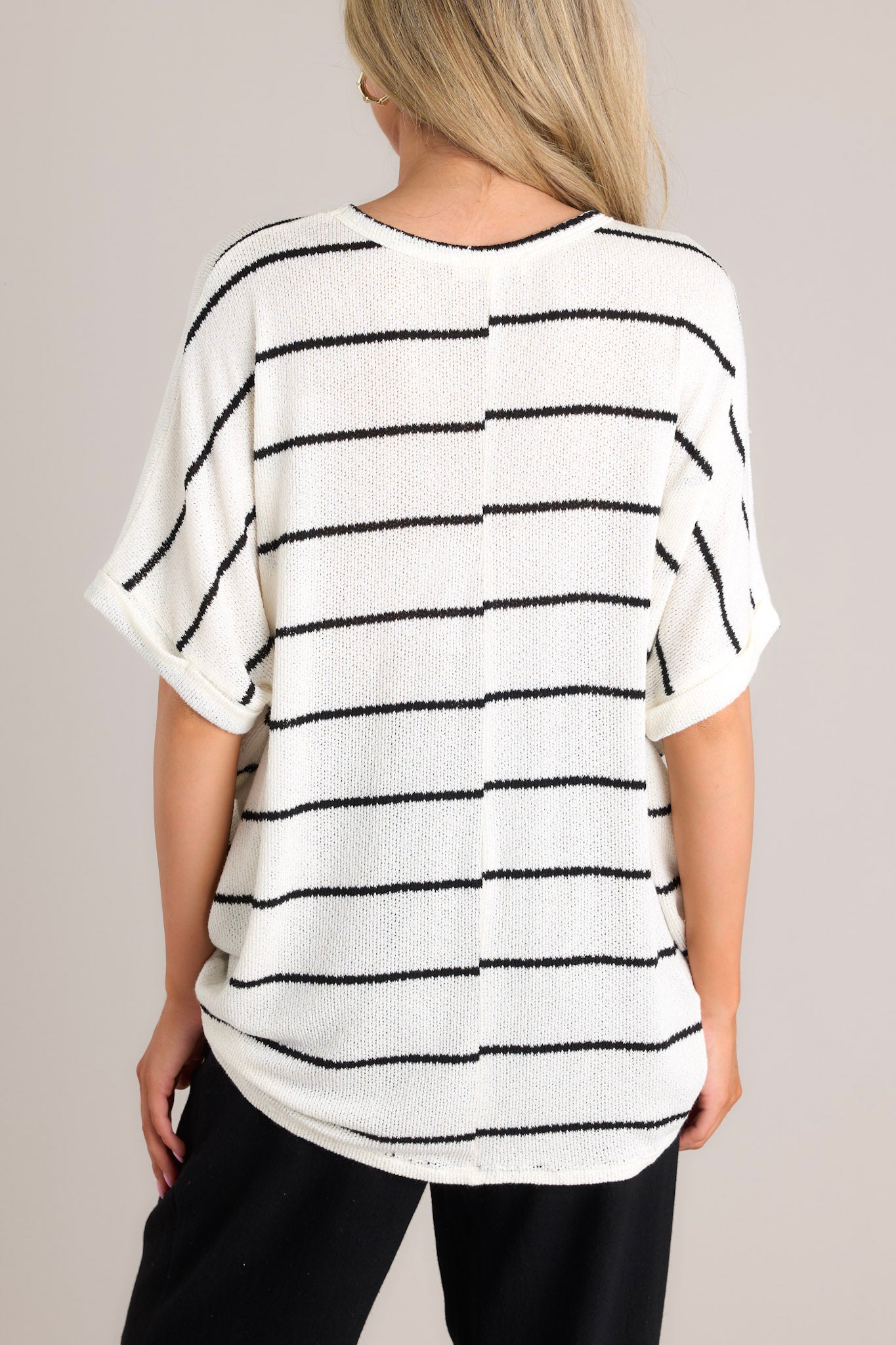 Framing My World White Stripe Knit Top - Red Dress