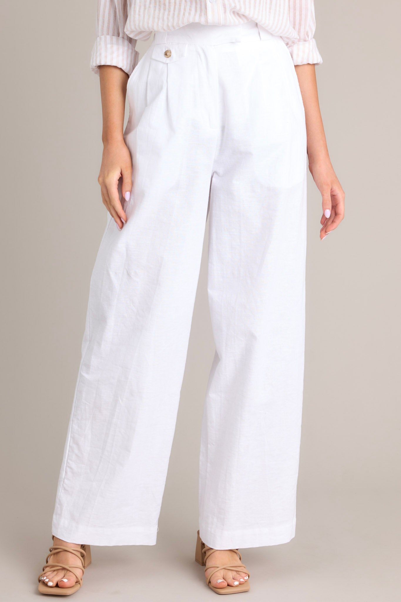 Get What You Need White Linen Pants - Red Dress