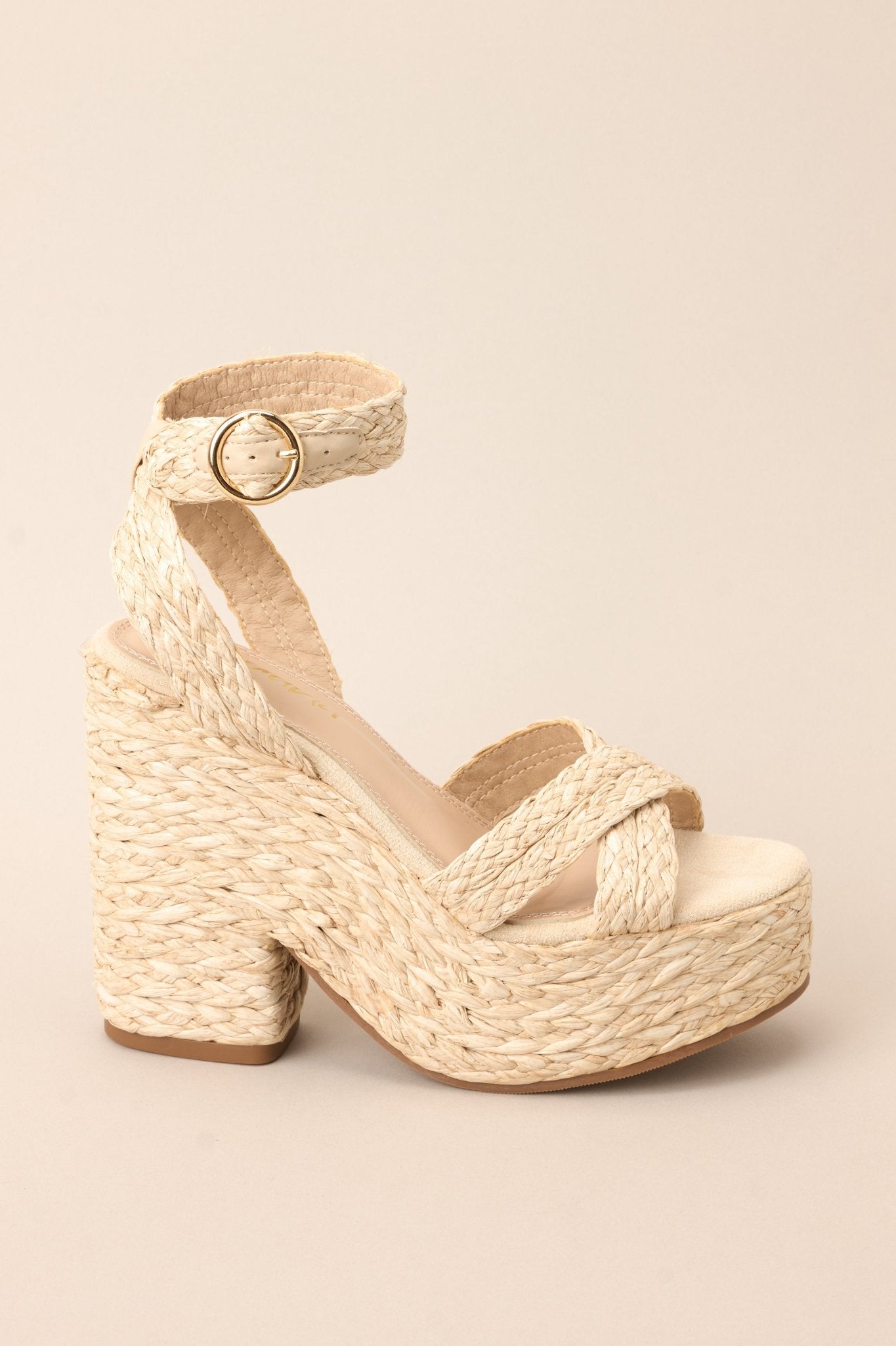 Good Sense Raffia High Heel Sandals - Red Dress