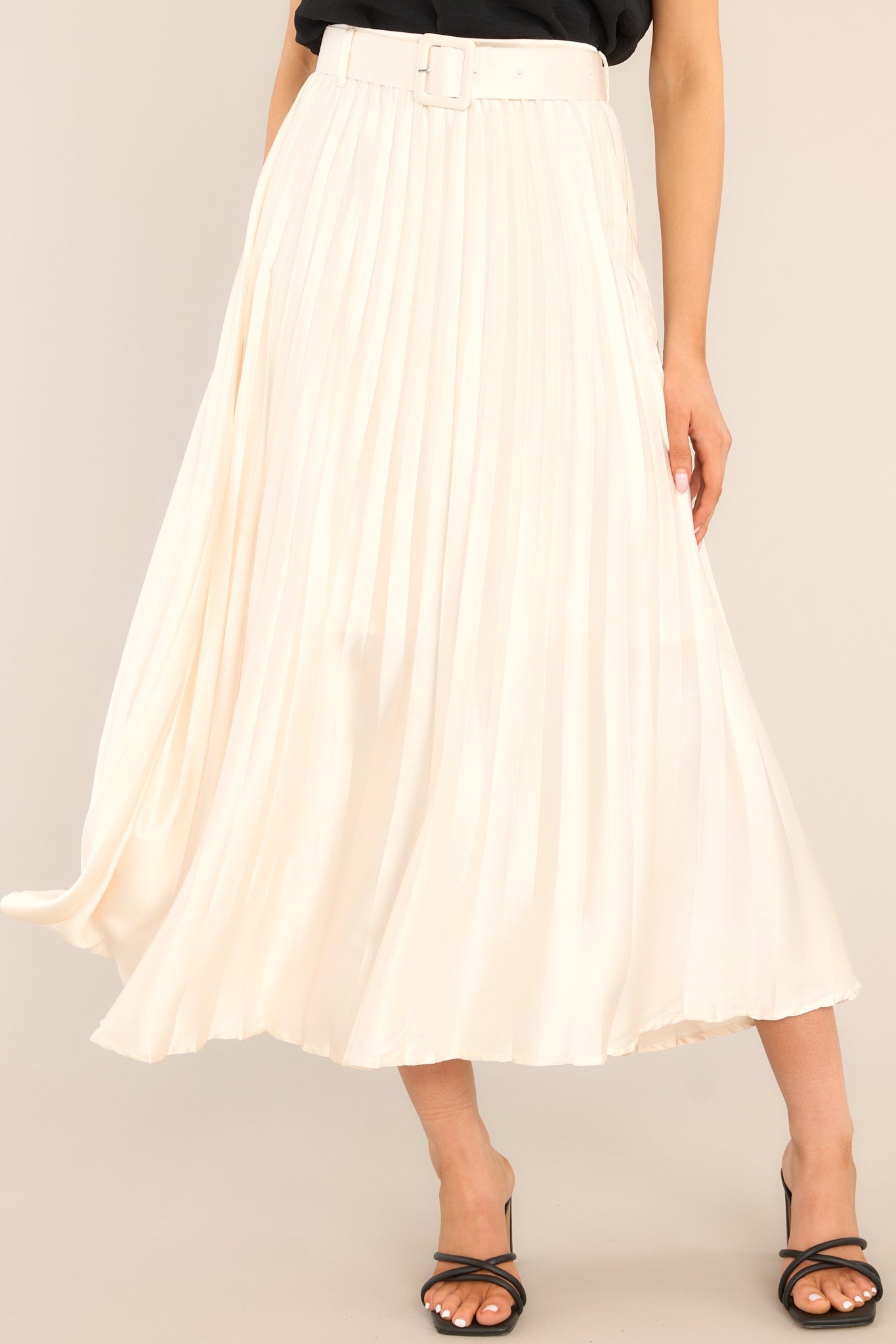 I Want Everything Ivory Pleated Maxi Skirt - Red Dress