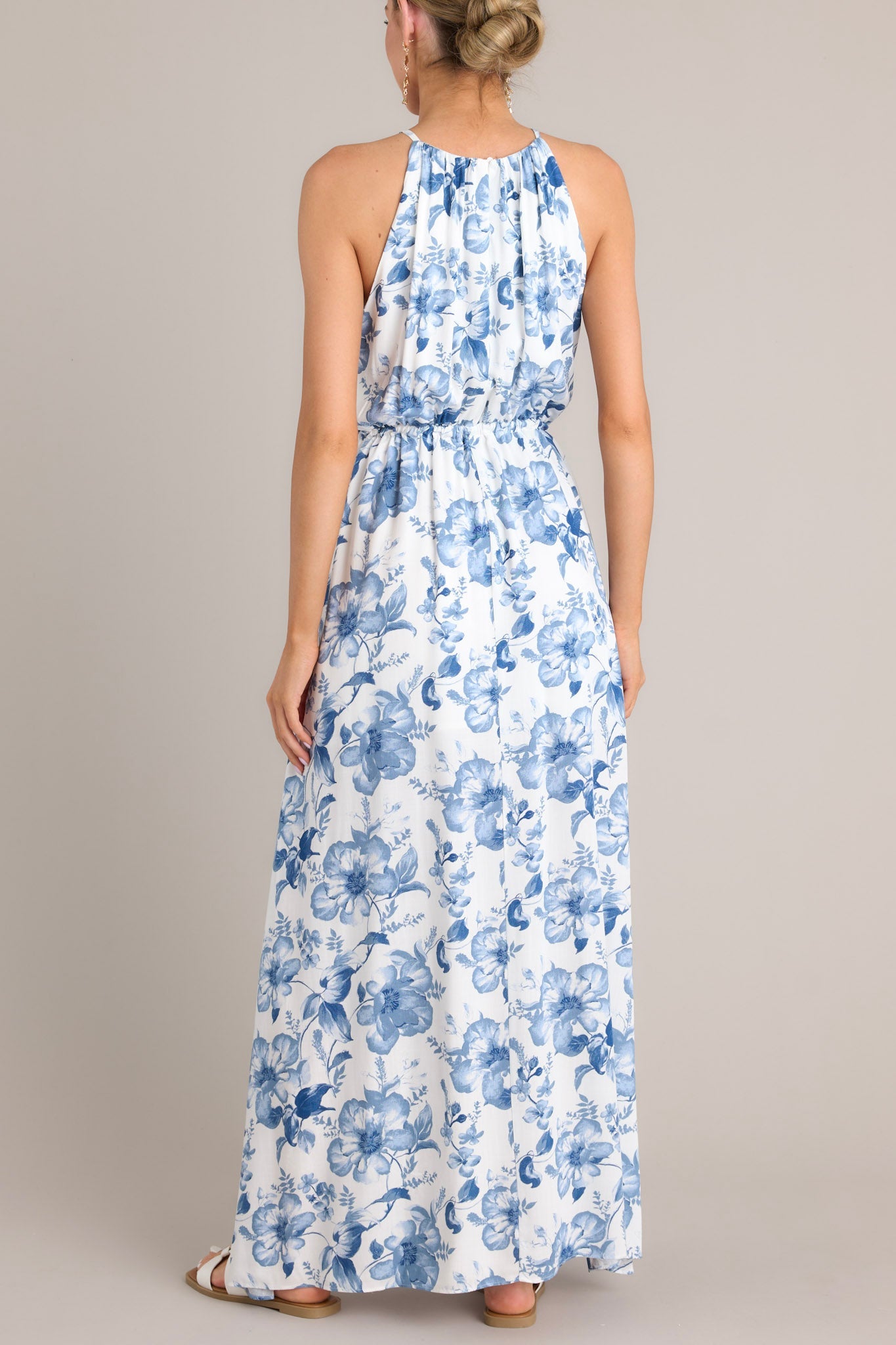 Imagination In Bloom Blue Floral Maxi Dress - Red Dress