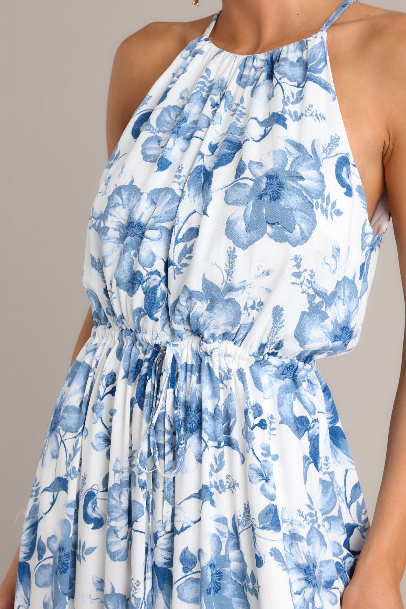 Imagination In Bloom Blue Floral Maxi Dress - Red Dress