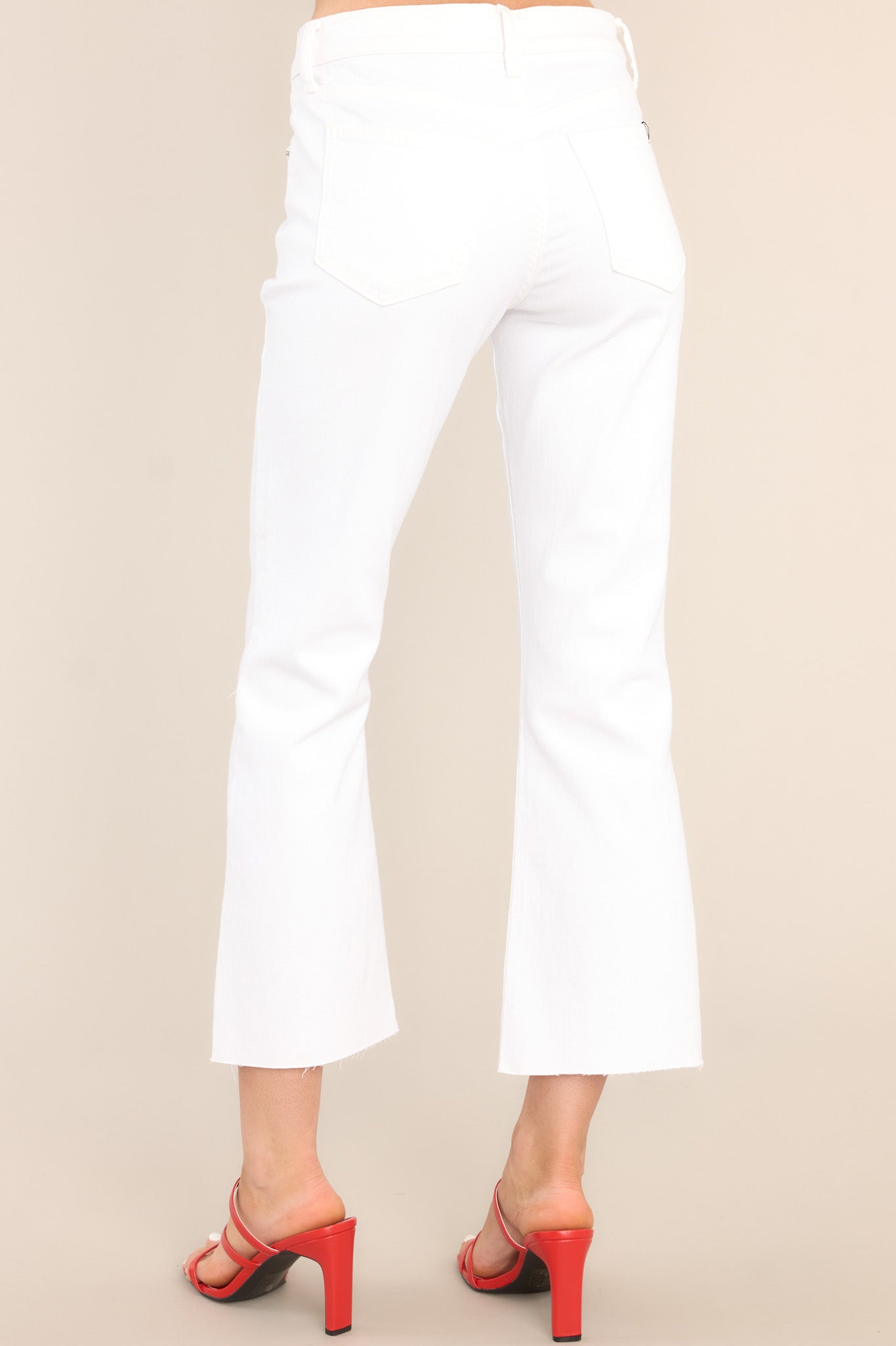 Into It White Cropped Flare Jeans - Red Dress