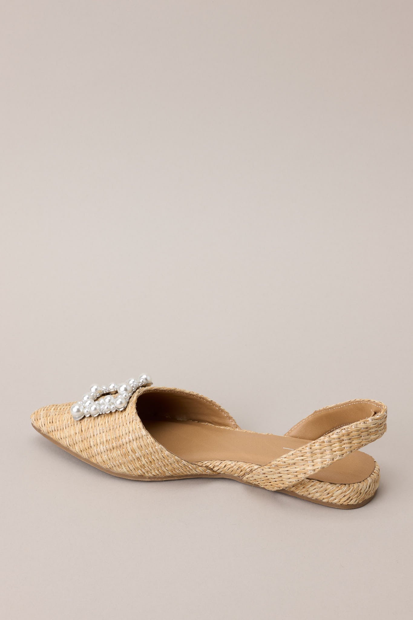 Island Elegance Raffia Pearl Flats - Red Dress