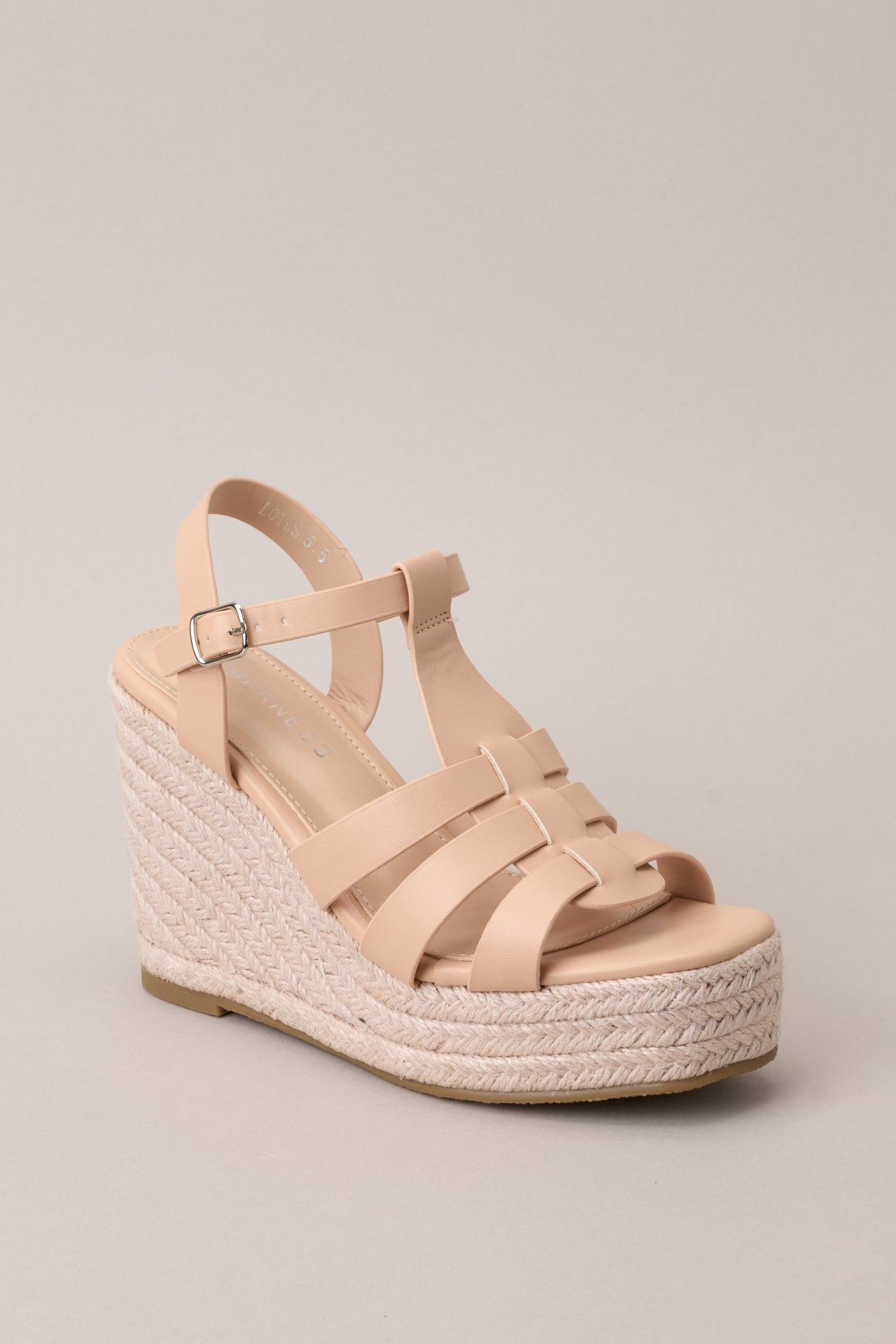 Just Wandering Beige Espadrille Platform Wedge Sandals - Red Dress