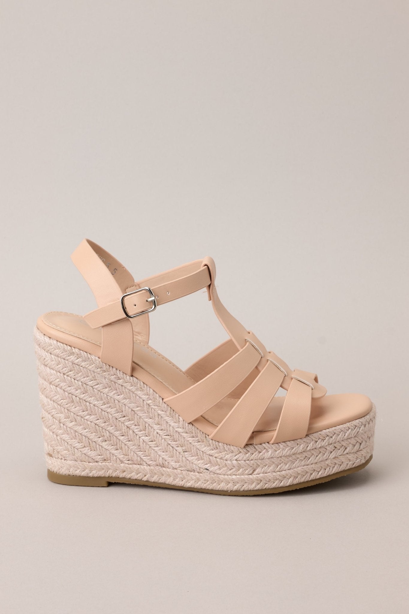 Just Wandering Beige Espadrille Platform Wedge Sandals - Red Dress