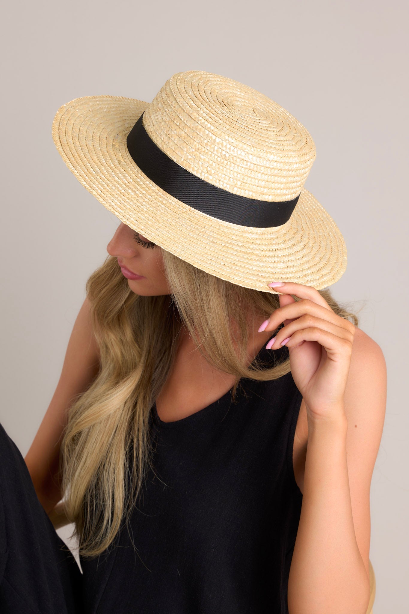 Lack Of Color Spencer Natural Boater Hat - Red Dress