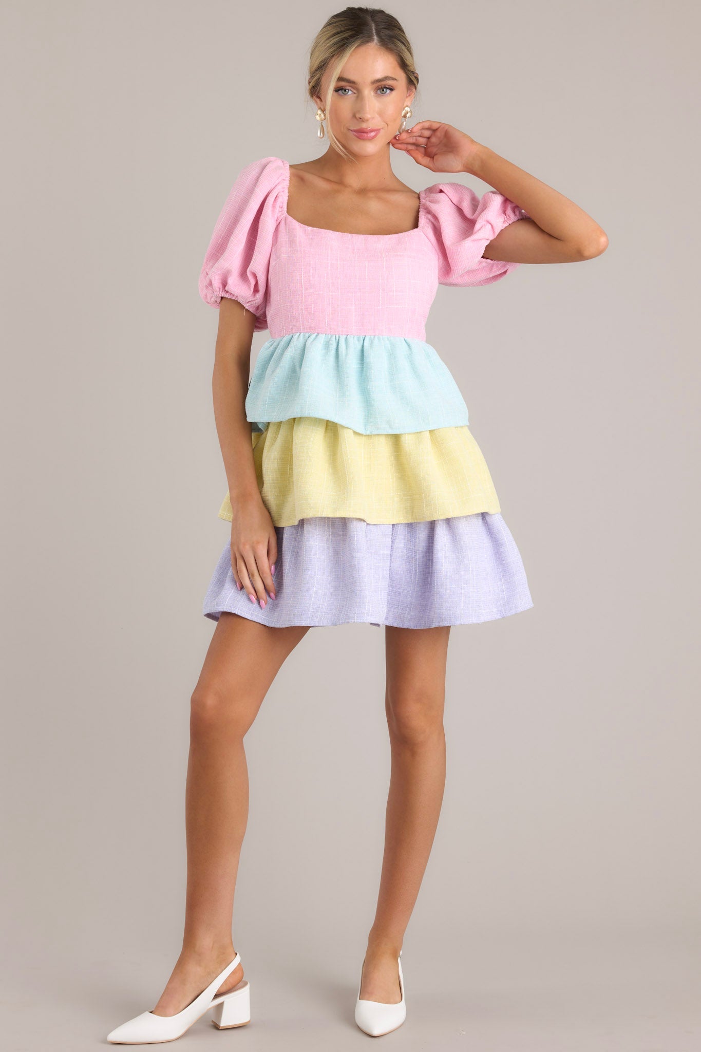 Living In Wonderment Pastel Mini Dress - Red Dress