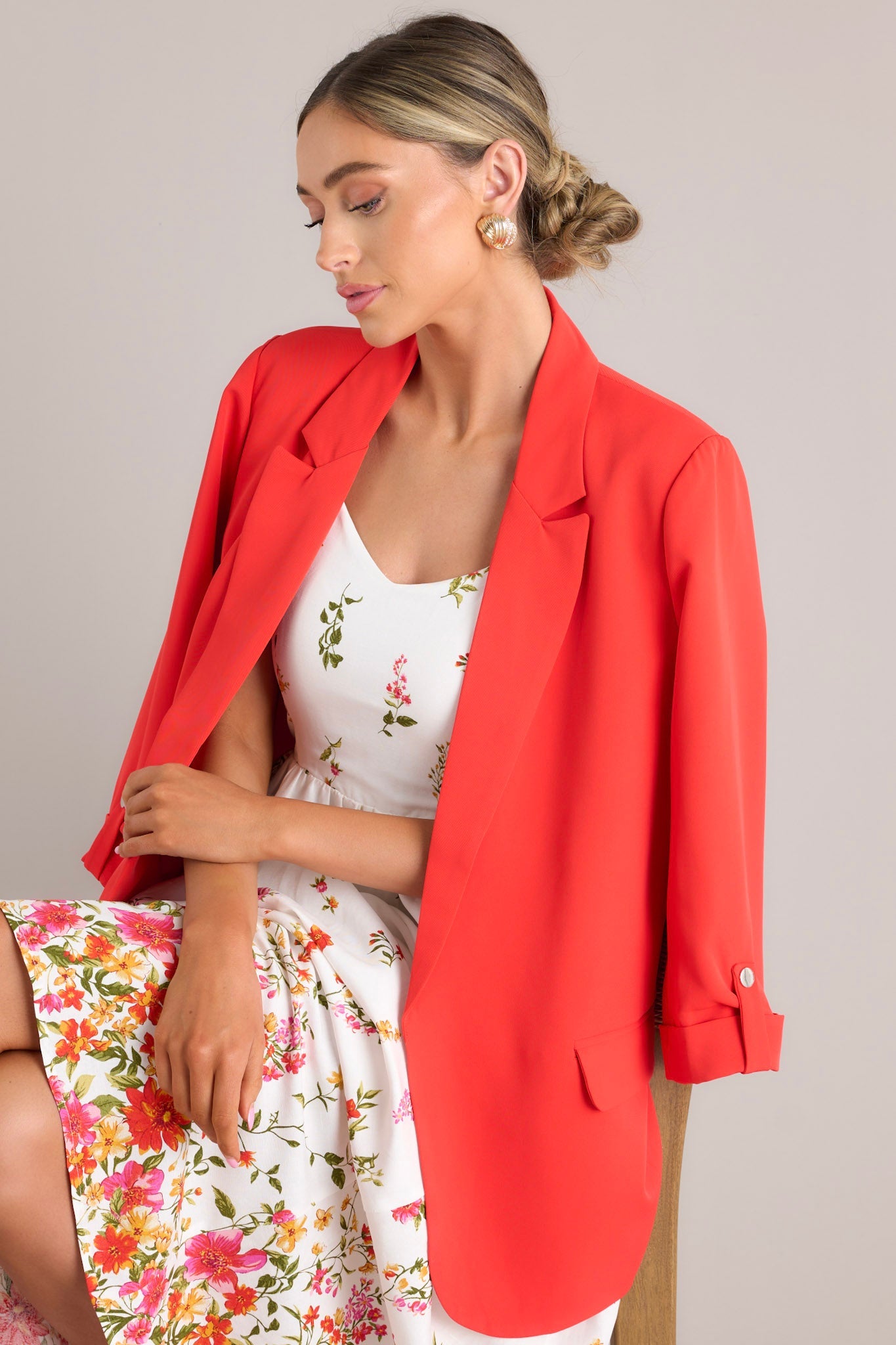 Make It Work Cherry Tomato Blazer - Red Dress