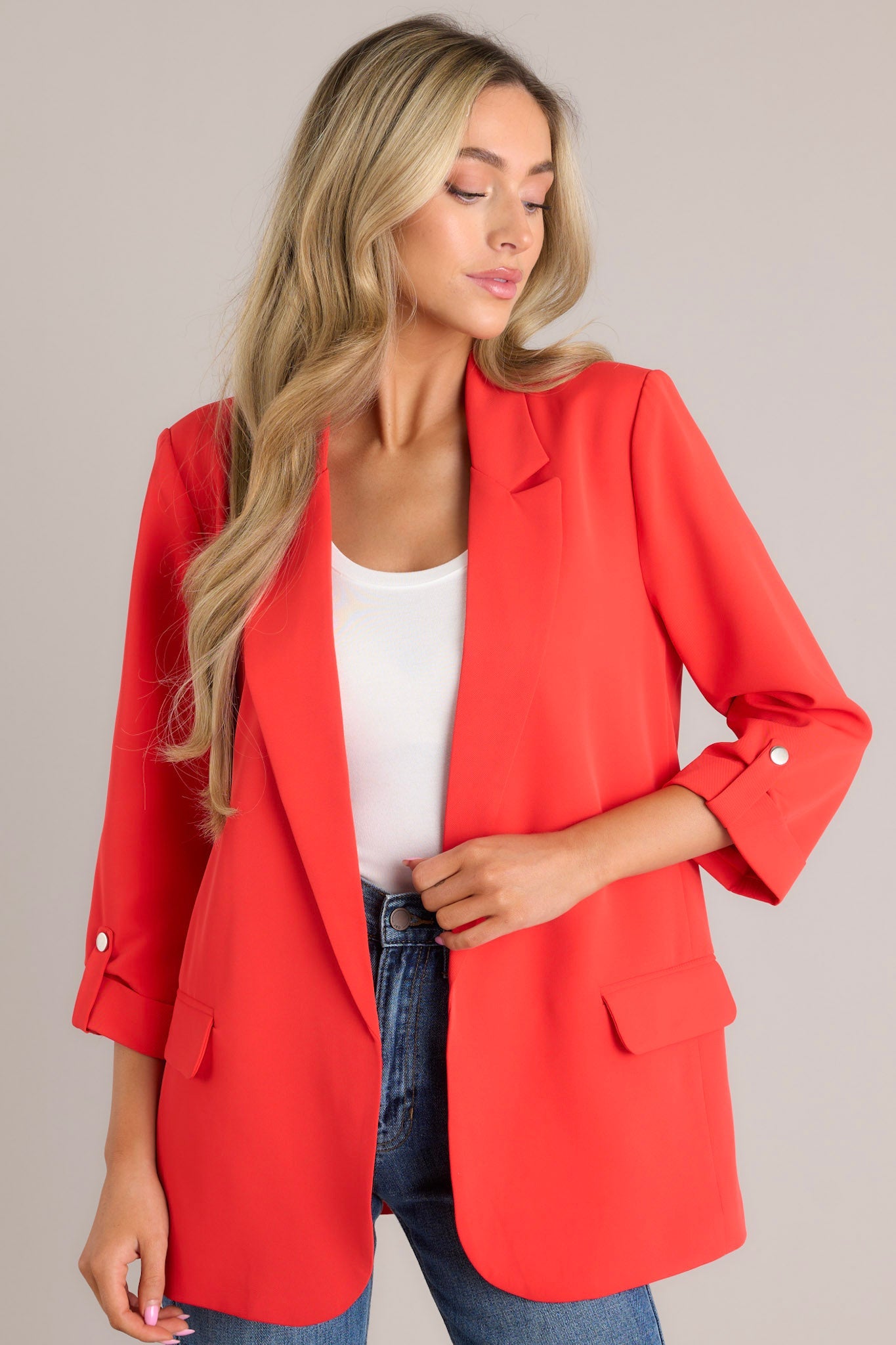 Make It Work Cherry Tomato Blazer - Red Dress