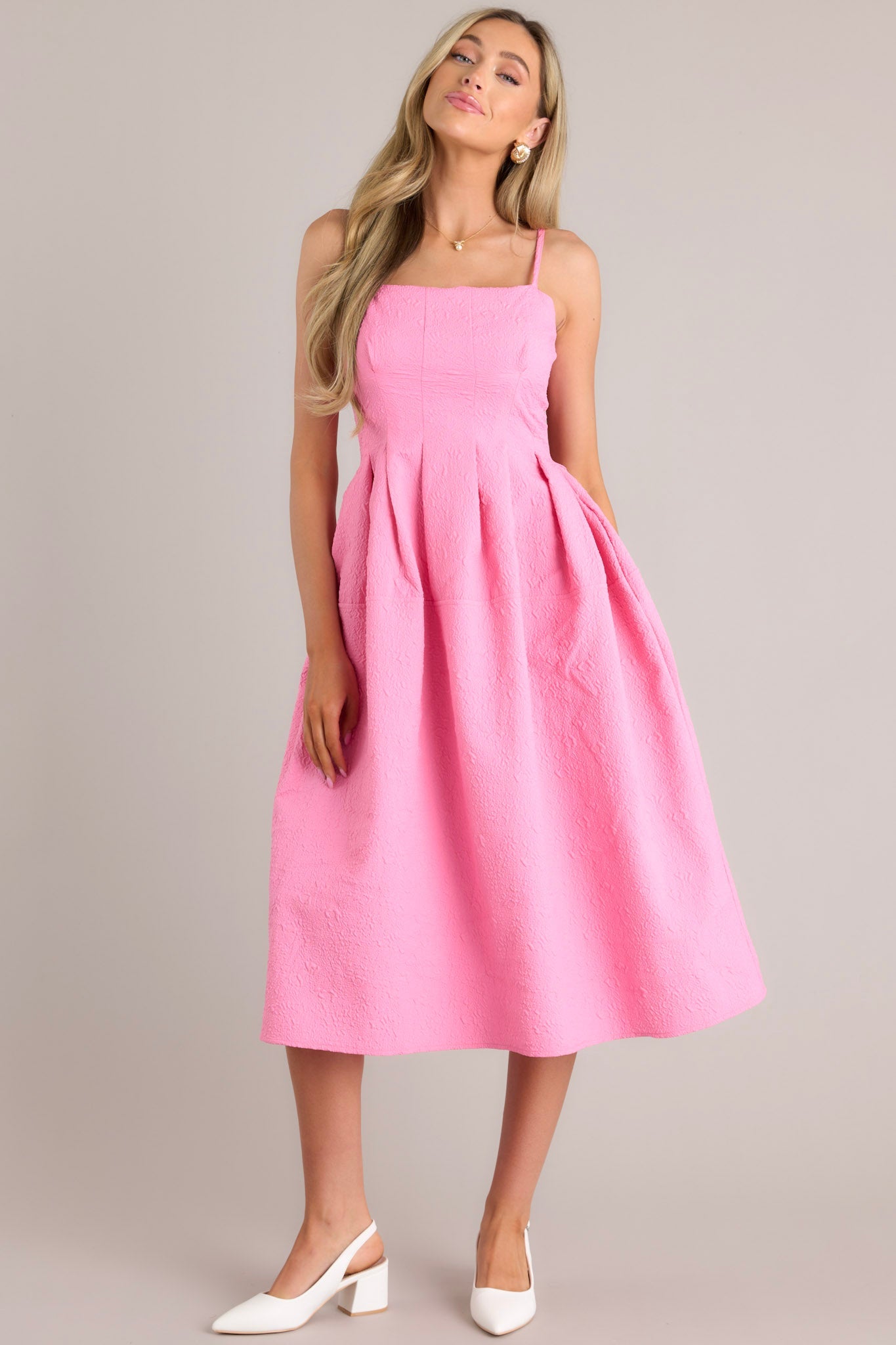 Midnight Melodies Pink Midi Dress - Red Dress