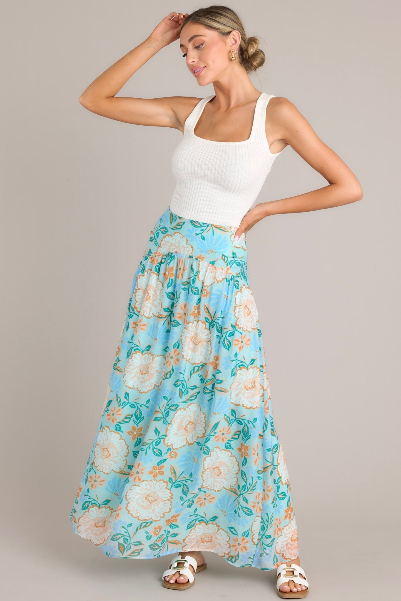 MINKPINK Evelyn Light Blue Maxi Skirt - Red Dress