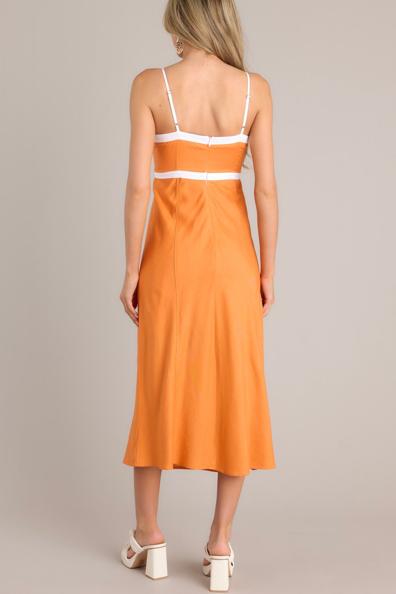 MINKPINK Jacques Contrast Orange Midi Dress - Red Dress