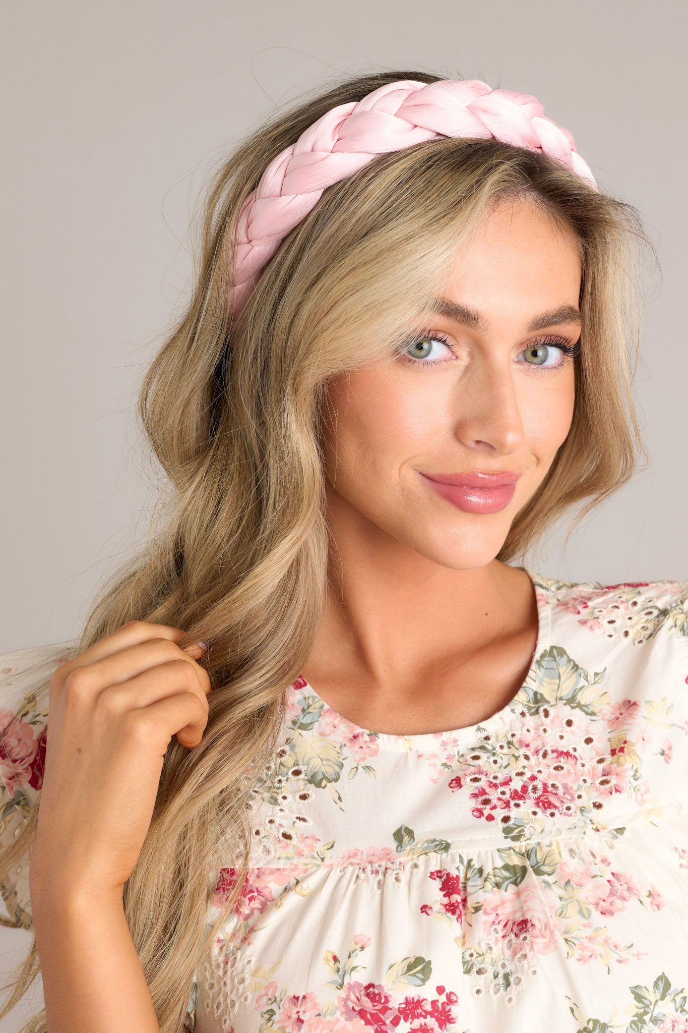 Moments of Me Light Pink Braided Headband - Red Dress