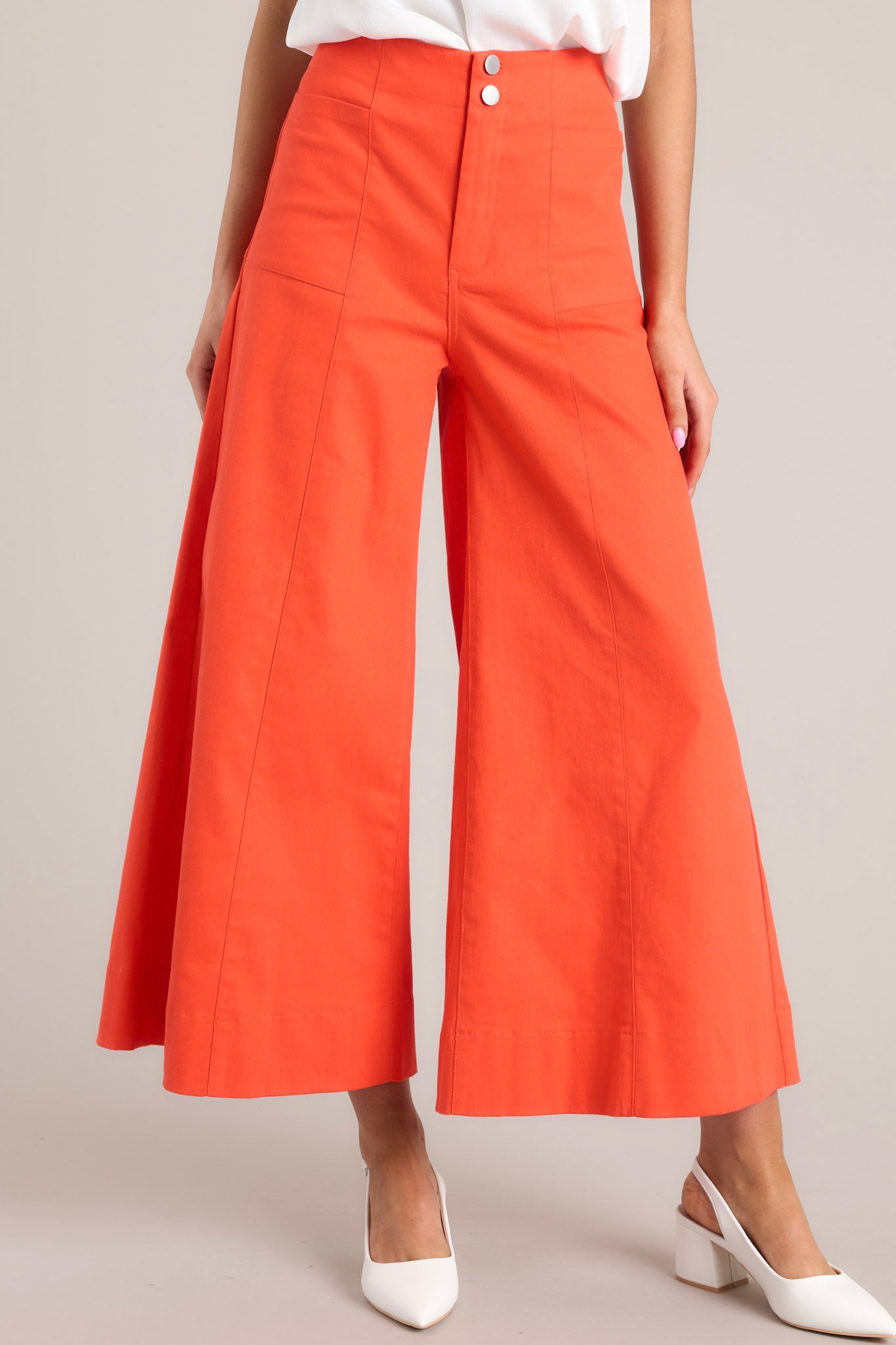 Navigating Life Red Orange Wide Leg Cropped Pants - Red Dress