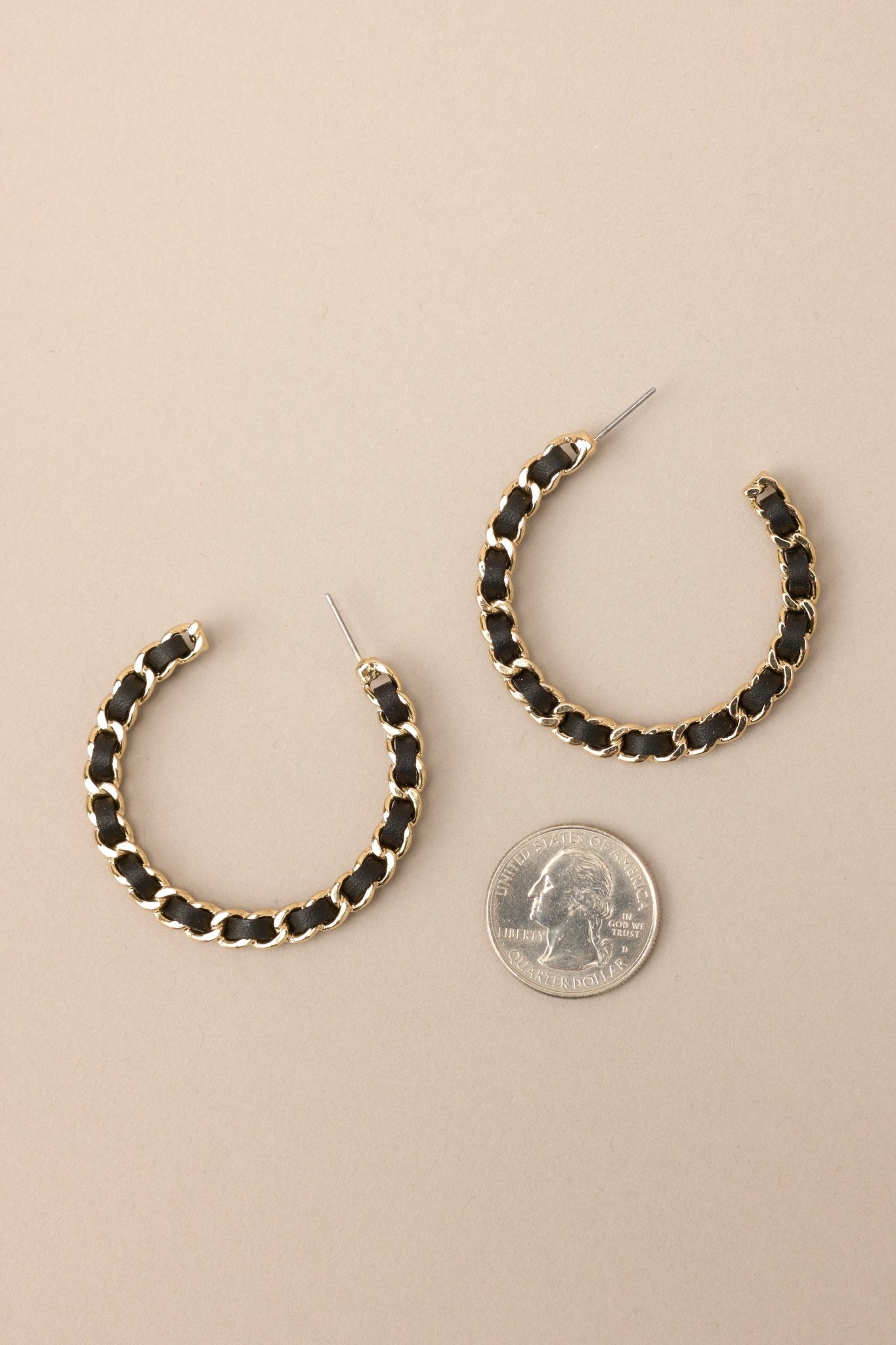 Not Afraid Black & Gold Hoop Earrings - Red Dress