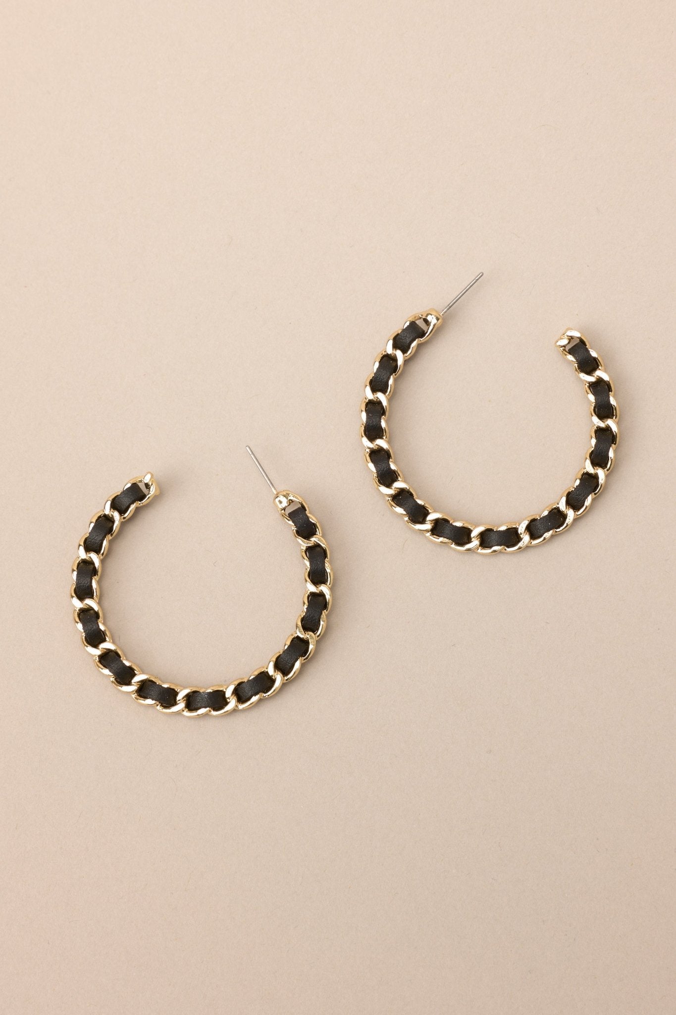 Not Afraid Black & Gold Hoop Earrings - Red Dress