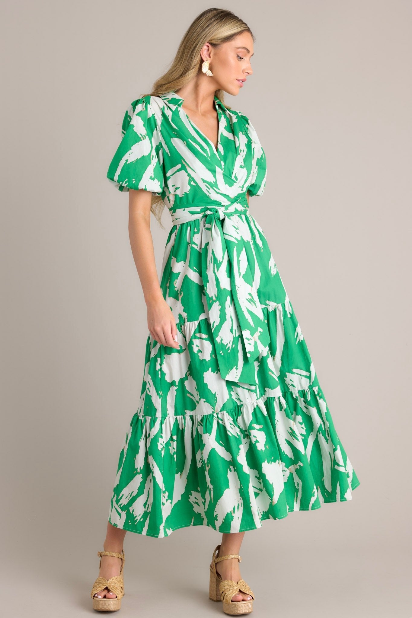 Not Just Anyone Kelly Green Abstract Print Maxi Dress - Red Dress