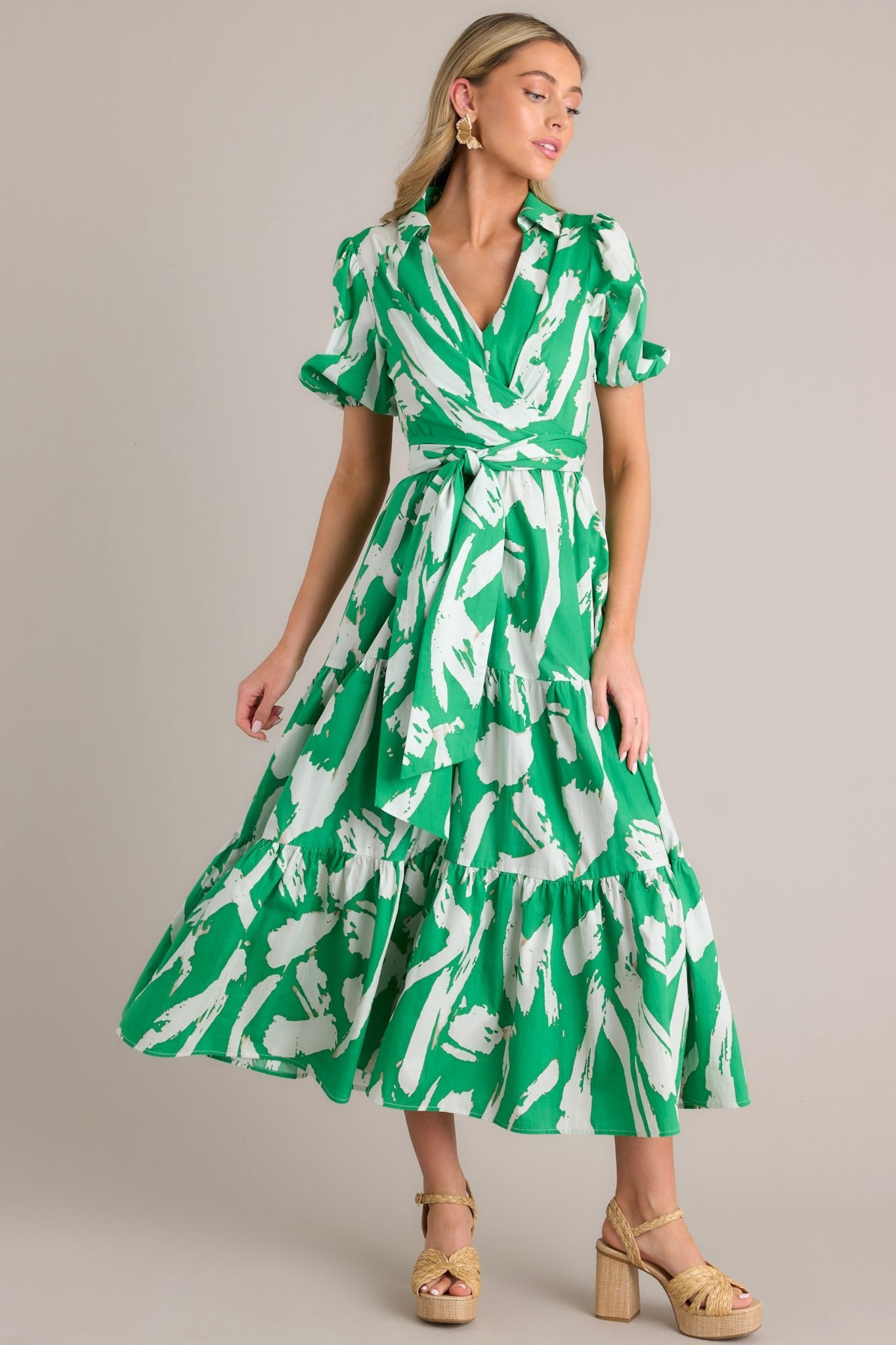 Not Just Anyone Kelly Green Abstract Print Maxi Dress - Red Dress