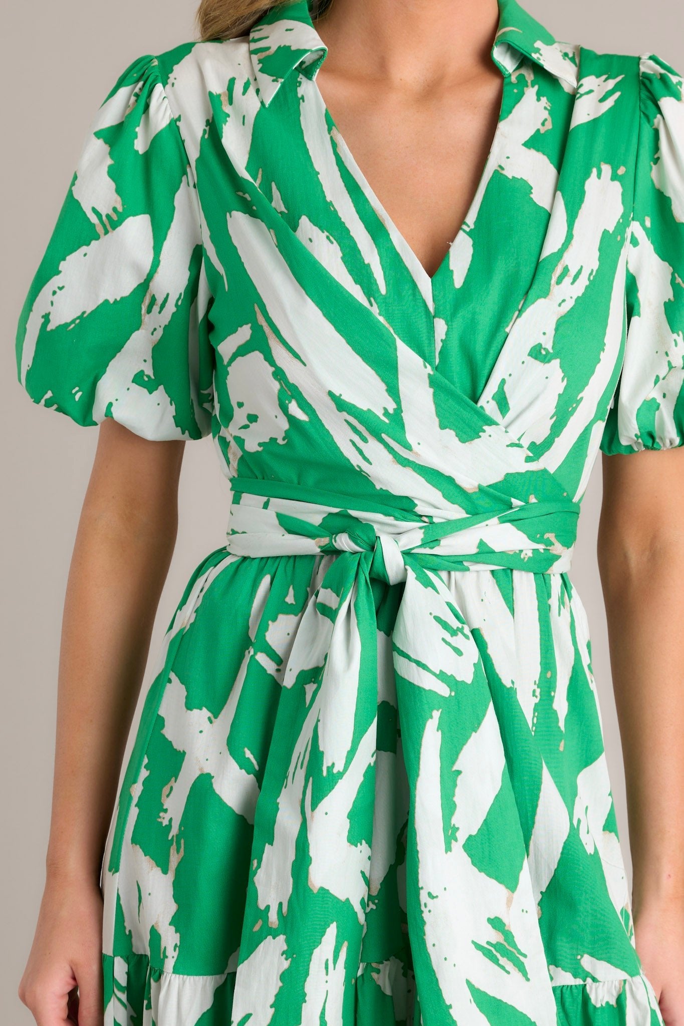 Not Just Anyone Kelly Green Abstract Print Maxi Dress - Red Dress