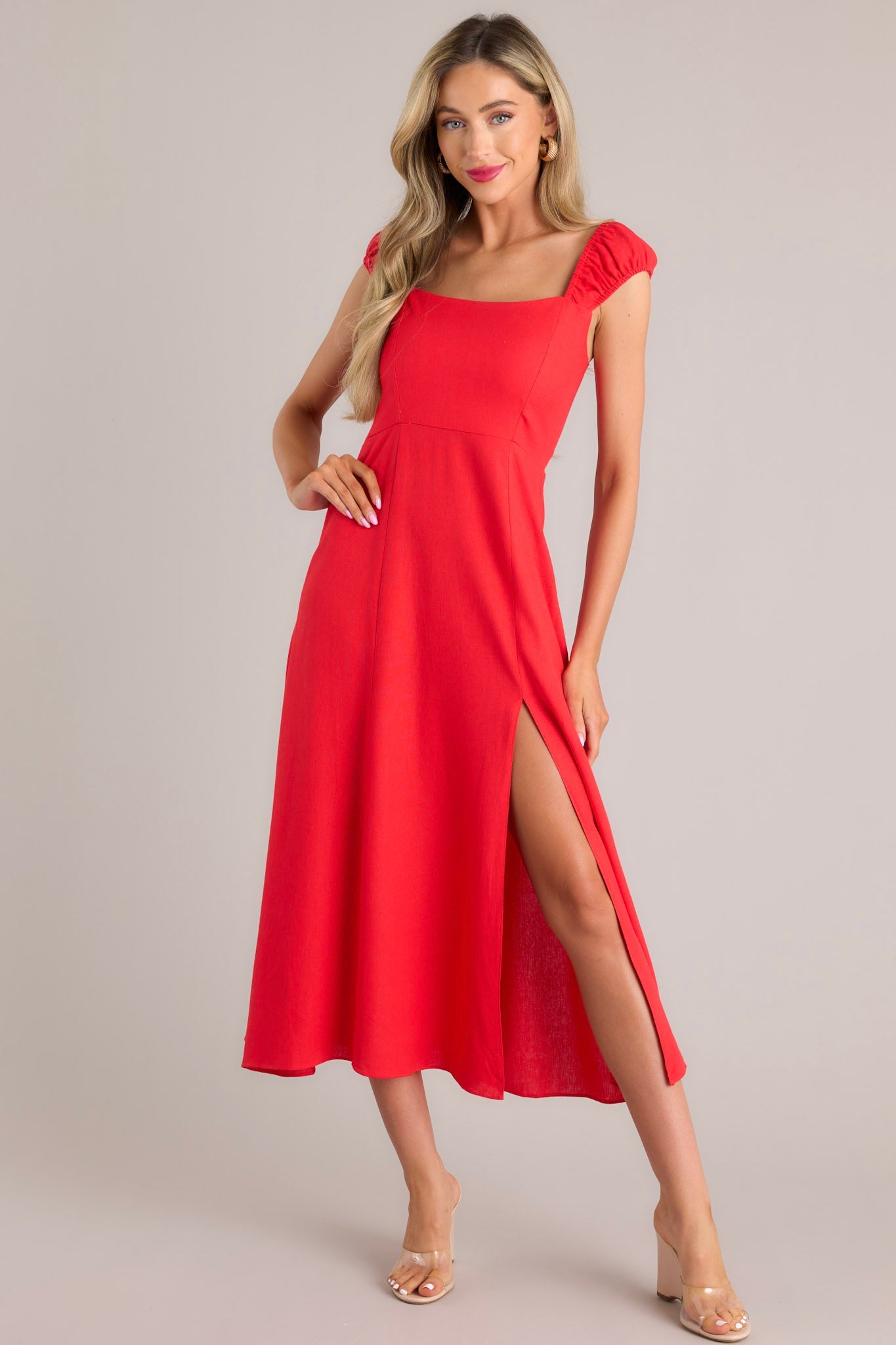 Radiant Reverie Red Midi Dress - Red Dress