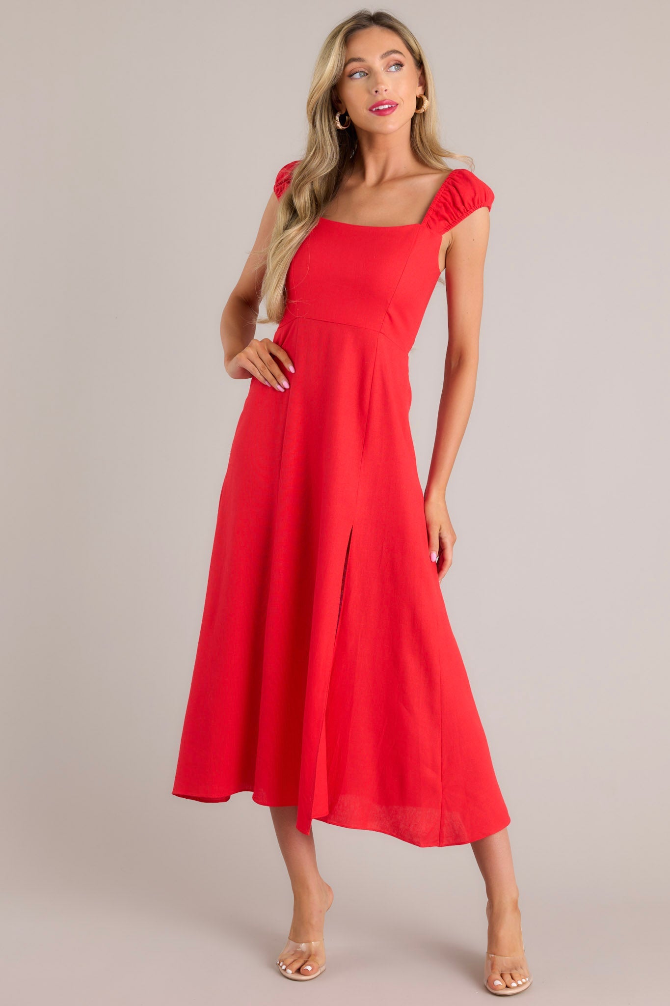 Radiant Reverie Red Midi Dress - Red Dress